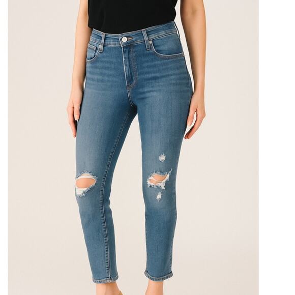 Levi's 724 High Rise Straight Leg Jeans Distressed Blue Denim Women's Size 30 - Picture 1 of 8